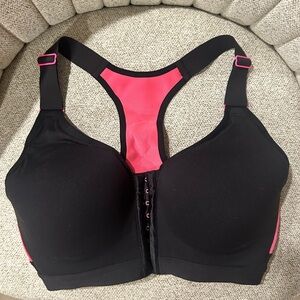 VSX l Black and Pink Front Close Sports Bra